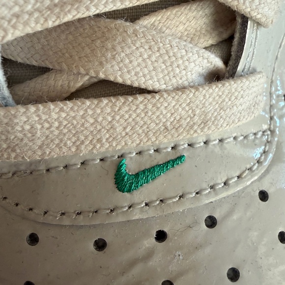 Nike AirForce 1 White and Green Low-Top Sneakers - Picture 9 of 14